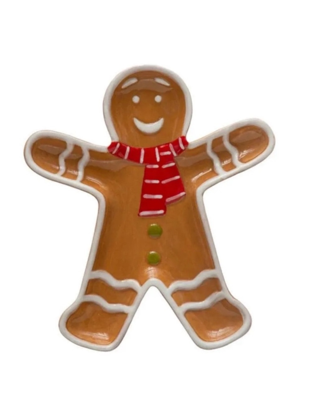 Creative Co-Op Small Ceramic Festive Gingerbread Man Platter Holiday Decor